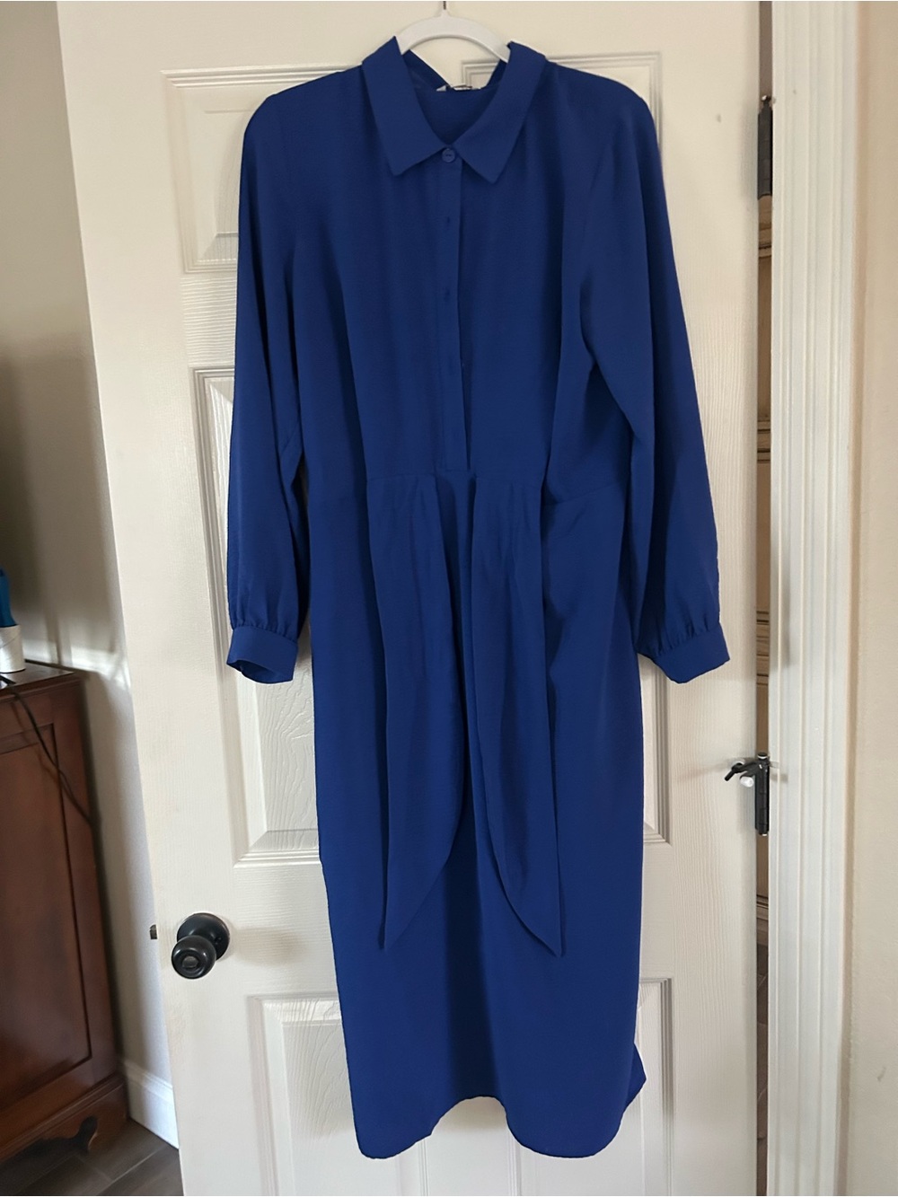 Cato Royal Blue Long Sleeve Midi Shirt Dress